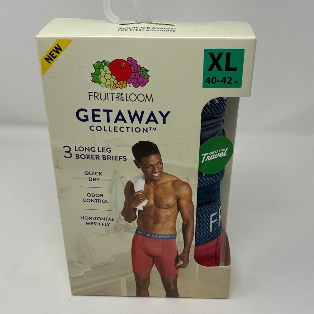 Fruit of the Loom Men's Getaway Breathable Long Leg Boxer Brief - Size S, M, XL - Picture 3 of 7